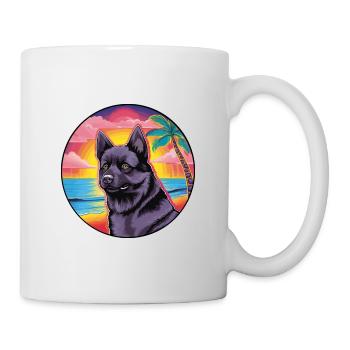 Black Norwegian Elkhound Dog Breed Colorful Cartoo - Mug - white - Right
