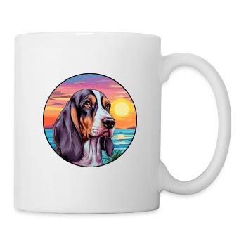 Blaue Gascogne Basset Hunderasse Bunte Karikatur Wat - Tasse - Weiß - Rechts