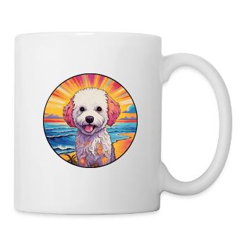 Bichon Frise chien race coloré dessin animé aquarelle - Mug blanc - blanc - Droite