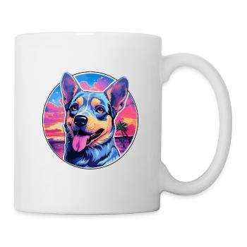 Blue Heeler Dog Breed Colorful Cartoon Watercolor - Mug - white - Right
