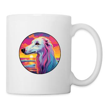 Borzoi Dog Breed Colorful Cartoon Watercolor - Mug - white - Right