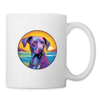 Bleu dentelle chien race coloré dessin animé aquarelle - Mug blanc - blanc - Droite