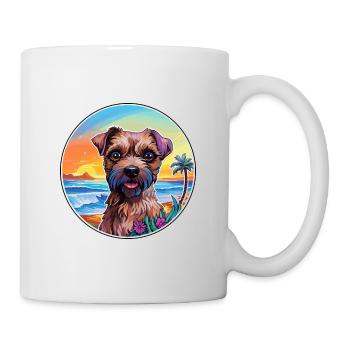 Border Terrier Chien Race Coloré Cartoon Watercol - Mug blanc - blanc - Droite