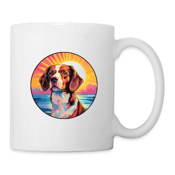 Bretagne chien race coloré dessin animé aquarelle - Mug blanc - blanc - Droite