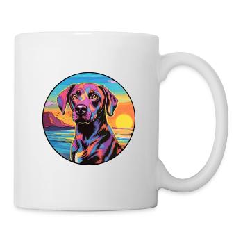 Braque Auvergne Dog Breed Colorful Cartoon Waterco - Mug - white - Right