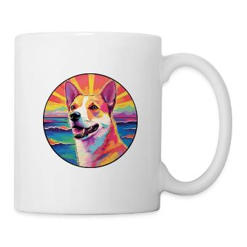 Canaan chien race coloré dessin animé aquarelle - Mug blanc - blanc - Droite