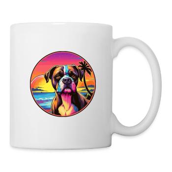 Bull Boxer Hund Rasse Bunte Karikatur Aquarell - Tasse - Weiß - Rechts