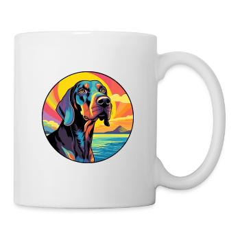 Noir Et Tan Coonhound Race De Chien Coloré Dessin Animé - Mug blanc - blanc - Droite