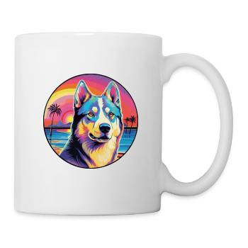 Labrador canadien Husky chien race coloré dessin animé - Mug blanc - blanc - Droite