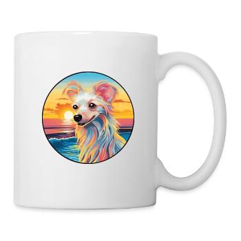 Chien chinois à crête race coloré dessin animé Waterco - Mug blanc - blanc - Droite