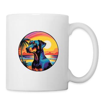 Dobermann Pinscher Hunderasse Buntes Karikatur Wasser - Tasse - Weiß - Rechts