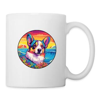 Cardigan Welsh Corgi Dog Breed Colorful Cartoon Wa - Mug - white - Right