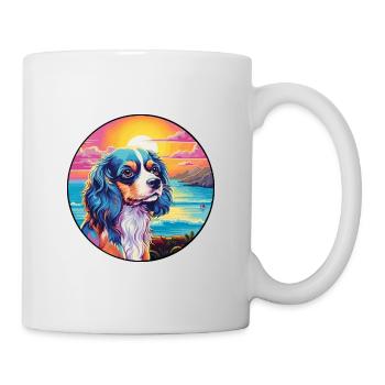 Cavalier Dog Breed Colorful Cartoon Watercolor - Mug - white - Right