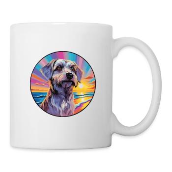 Cesky Terrier Hunderasse Bunte Karikatur Watercolo - Tasse - Weiß - Rechts