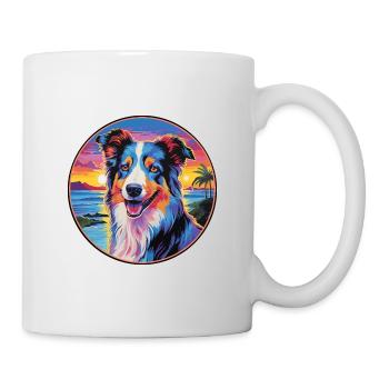 Collie chien race coloré dessin animé aquarelle - Mug blanc - blanc - Droite