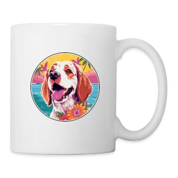Clumber Spaniel Dog Breed Colorful Cartoon Waterco - Mug - white - Right