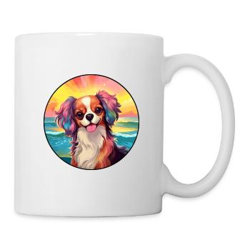 Continental Toy Spaniel Chien Race Coloré Dessin Animé - Mug blanc - blanc - Droite