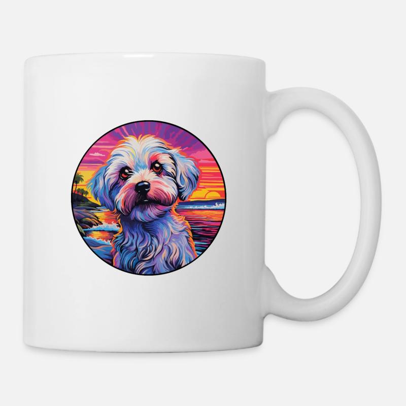 Dandie Dinmont Terrier Hunderasse Bunte Karikatur - Tasse - Weiß