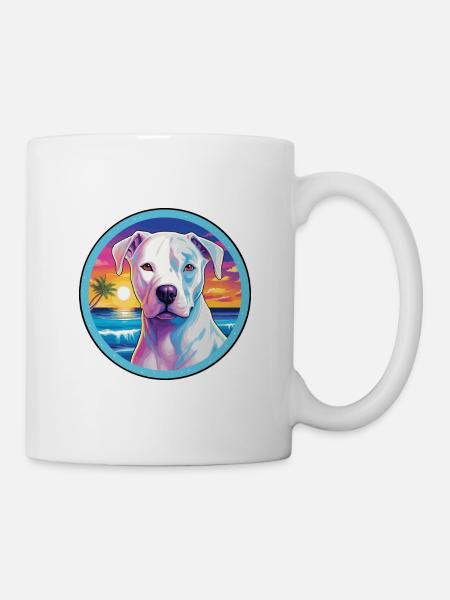Dogo Argentino Hunderasse Bunte Karikatur Watercol - Tasse - Weiß