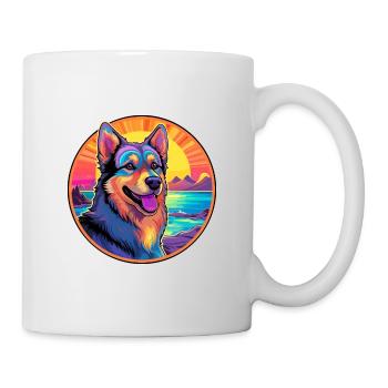 Race de chien de berger croate Eau de dessin animé coloré - Mug blanc - blanc - Droite