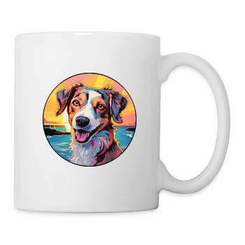 Danois Suédois Farmdog Race Chien Coloré Cartoon - Mug blanc - blanc - Droite