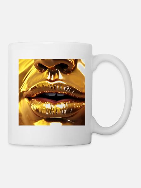 Metal Art - Kissing Wall - gold - Mug - white