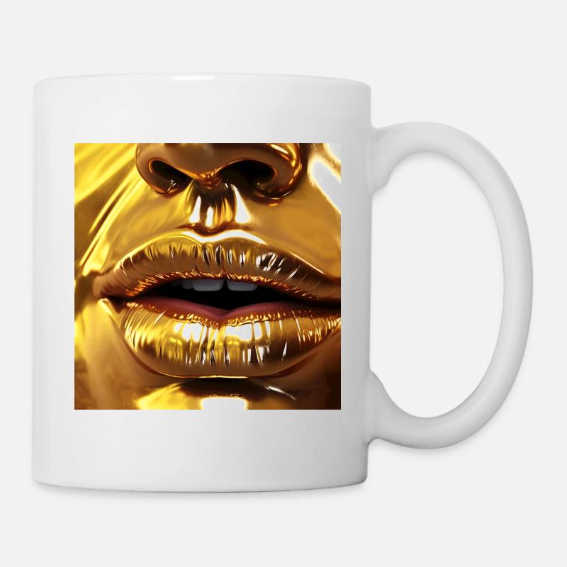 Art en métal - baiser mur - or - Mug blanc - blanc