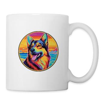 Race de chien de berger d’Europe de l’Est Dessin animé coloré - Mug blanc - blanc - Droite