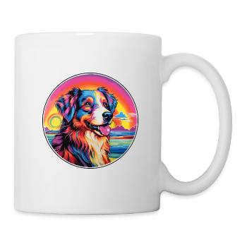 English Shepherd Dog Breed Colorful Cartoon Waterc - Mug - white - Right