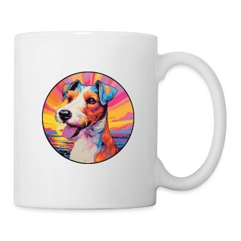 Foxterrier glatte Hunderasse bunte Karikatur Wate - Tasse - Weiß - Rechts