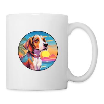 Englischer Foxhound Hunderasse Bunte Karikatur Wasserc - Tasse - Weiß - Rechts
