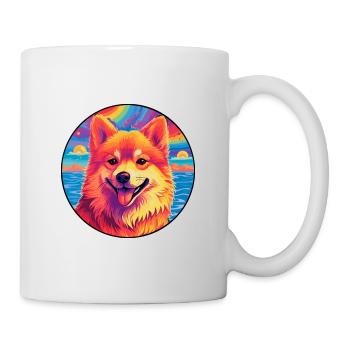 Finnish Spitz Dog Breed Colorful Cartoon Watercolo - Mug - white - Right