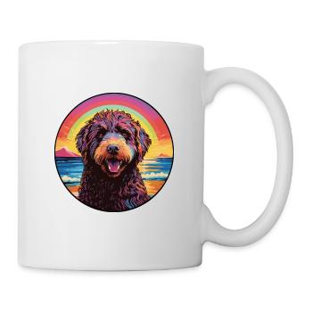 Friesische Wasserhundrasse Bunte Karikatur Watercolo - Tasse - Weiß - Rechts