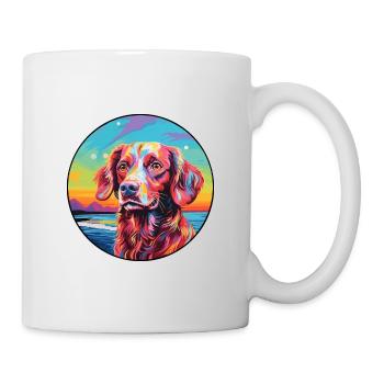 Français Bretagne chien race coloré dessin animé Waterco - Mug blanc - blanc - Droite