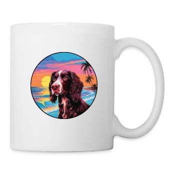 German Longhaired Pointer Dog Breed Colorful Carto - Mug - white - Right