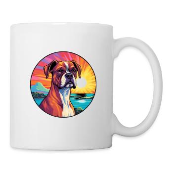 Deutsche Boxerhunderasse buntes Karikatur-Aquarell - Tasse - Weiß - Rechts