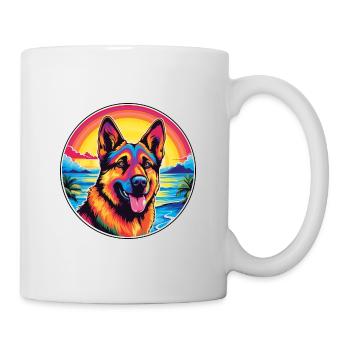 German Shepherd Dog Breed Colorful Cartoon Waterco - Mug - white - Right