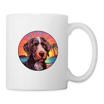 German Wirehaired Pointer Dog Breed Colorful Carto - Mug - white - Right