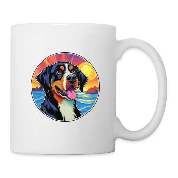 Grande race de chien de montagne suisse dessin animé coloré - Mug blanc - blanc - Droite