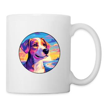 Hokkaido Dog Breed Colorful Cartoon Watercolor - Mug - white - Right