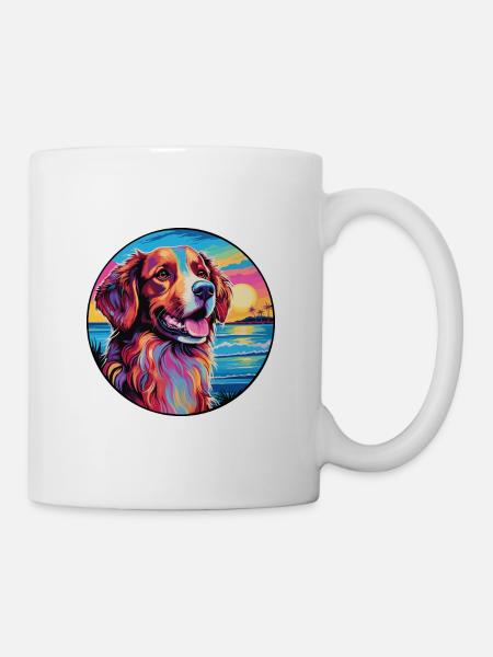 Hovawart chien race coloré dessin animé aquarelle - Mug blanc - blanc