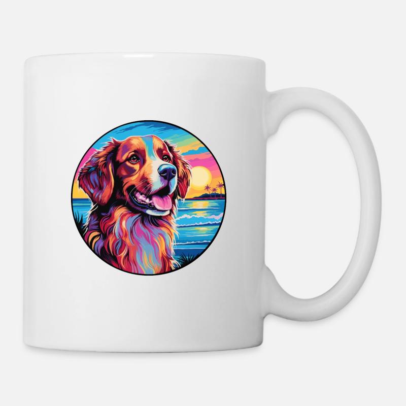 Hovawart chien race coloré dessin animé aquarelle - Mug blanc - blanc