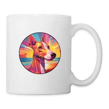 Ibizan Hound Dog Breed Colorful Cartoon Watercolor - Mug - white - Right