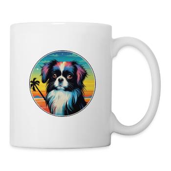 Japanisches Kinn Hund Rasse Bunte Karikatur Watercolo - Tasse - Weiß - Rechts