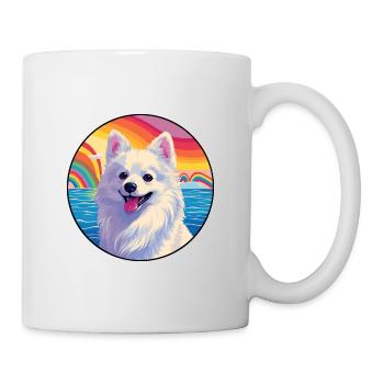 Spitz japonais chien race coloré dessin animé watercol - Mug blanc - blanc - Droite