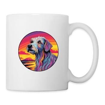 Irish Wolfhound chien race coloré dessin animé Waterco - Mug blanc - blanc - Droite