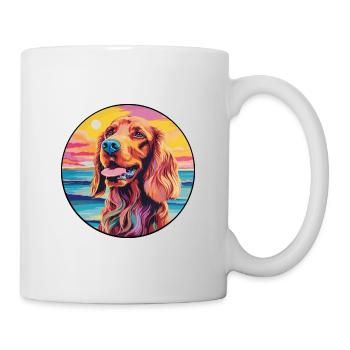 Setter irlandais chien race coloré dessin animé aquarelle - Mug blanc - blanc - Droite