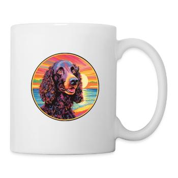 Irischer Wasserspaniel Hunderasse Bunte Karikatur Wat - Tasse - Weiß - Rechts