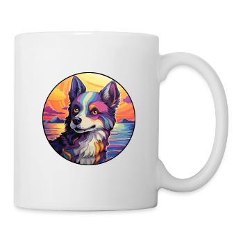 Karelo Finnish Laika Dog Breed Colorful Cartoon Wa - Mug - white - Right