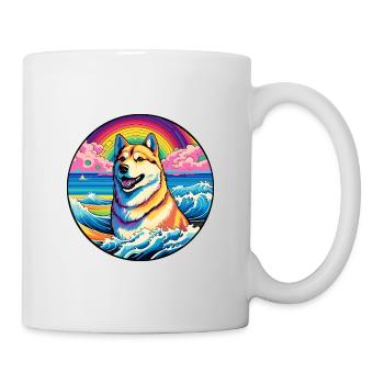 Jindo Dog Breed Colorful Cartoon Watercolor - Mug - white - Right